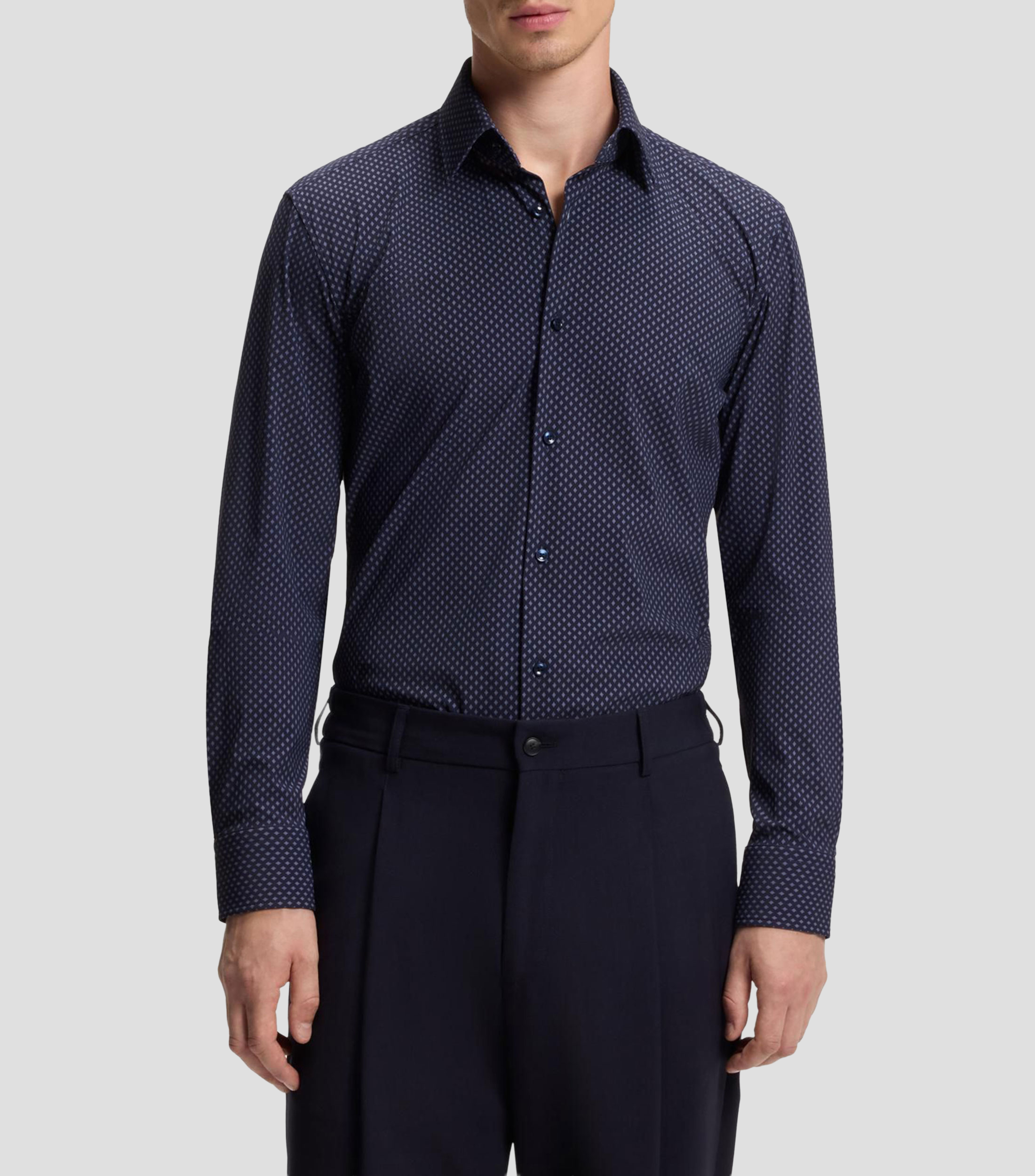 Camisa slim de tejido elástico técnico estampado Hombre